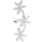 16G 1/4 Clear CZ Gem Tri Flower Cartilage
