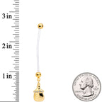 Clear Gem Gold Tone Baby Bottle Dangle Pregnancy Belly Ring