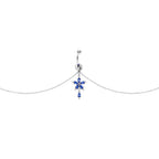 Blue Gem Tropic Flower Dangle Belly Ring Belly Chain