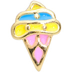 16G 1/4 Gold Tone Pink Blue Ice Cream Cone Cartilage Tragus
