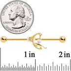 14G Clear Gem Gold Tone Mouse Moon Industrial Barbell 38mm