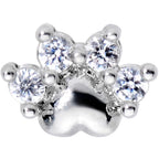 16G 5/16 Clear CZ Gem Paw Print Cat Labret Monroe Tragus