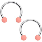 16G 3/8 Peach Purple Matte Horseshoe Circular Barbell Set of 4