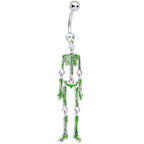 Green Hinged Halloween Skeleton Dangle Belly Ring