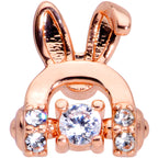 16G 1/4 Clear Gem Rose Gold Tone Bunny Headphone Cartilage Tragus