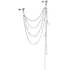 16G 1/4 Clear Gem Multiple Dangle Cartilage Chain Earring