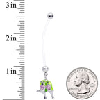 Pink Gem Green Little Lovebirds Twins Dangle Pregnancy Belly Ring