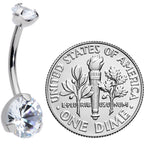 1/2 Clear CZ Gem Grade 23 Titanium Internally Threaded Belly Ring