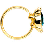 20G 5/16 Green Gem Gold Tone Teardrop Nose Hoop