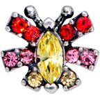 16G 1/4 Red Yellow Gem Art Deco Butterfly Cartilage Tragus