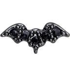16G 1/4 Black Gem Black Bat Halloween Cartilage Tragus Earring