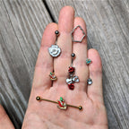 14G Clear Gem Gold Tone Sleigh Christmas Industrial Barbell 38mm