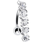 16G Solid 14K White Gold TOP DROP Cubic Zirconia DELIGHT Belly Ring