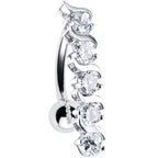16G Solid 14K White Gold TOP DROP Cubic Zirconia DELIGHT Belly Ring