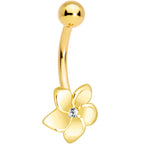 16G Solid 14K Yellow Gold FLOWER Belly Ring