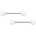 14G 9/16 Hot Pink White Matte Barbell Nipple Ring Set of 4