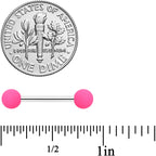 14G 9/16 Hot Pink White Matte Barbell Nipple Ring Set of 4
