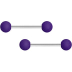 14G 9/16 Purple Matte Barbell Nipple Ring Set