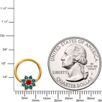 16G 5/16 Red Gem Gold Tone Christmas Flower Hinged Segment Ring