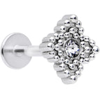 16G 5/16 Clear Gem Textured Cross Labret Monroe Tragus
