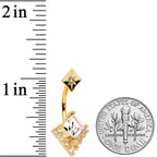 Clear CZ Gem Gold Tone Chevron Belly Ring