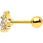 16G 1/4 Clear Gem Gold Tone Mouse Cartilage  Tragus Earring