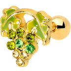 16G 1/4 Green Gem Gold Tone Bunch of Grapes Cartilage Tragus