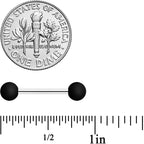 14G 9/16 Basic Black Matte Barbell Nipple Ring Set