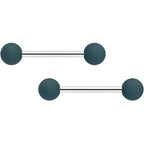 14G 9/16 Graceful Grey Matte Barbell Nipple Ring Set