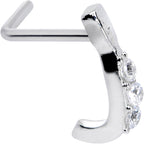 20G 5/16 Clear CZ Gem Trio Graceful Faux Hoop L Shaped Nose Ring