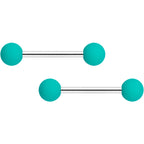 14G 9/16 Teal Black Matte Barbell Nipple Ring Set of 4
