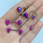 Rainbow Plated Scary Skull Spiral Twister Belly Ring