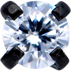 20G 1/4 CZ Gem Black 2mm Threadless Push In Labret Tragus