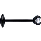 20G 1/4 CZ Gem Black 2mm Threadless Push In Labret Tragus