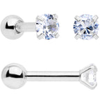 18G Clear CZ Gem Heart Cartilage Tragus Set of 8