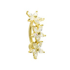 16G Solid 14K Yellow Gold Top Mount Cubic Zirconia Lily Drop Belly Ring
