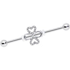 14G Clear Gem Heart Shamrock St Patricks Industrial Barbell 38mm