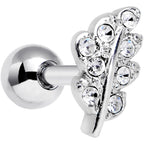 16G 1/4 Clear Gem Elegant Leaves Cartilage Tragus