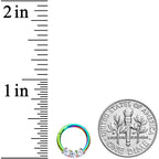 16G 5/16 Clear CZ Gem Rainbow Trio Hinged Segment Ring