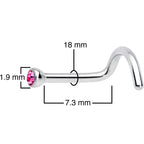 18G Pink 2mm Grade 23 Titanium Press Fit Left Nose Ring Screw