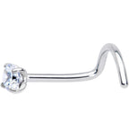 20G 7mm Clear 2.5mm CZ Gem Grade 23 Titanium Left Side Nose Screw