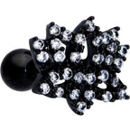 16G 1/4 Clear CZ Gem Black Lotus Flower Cartilage Tragus