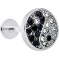 16G 5/16 Clear Black Gem Yin Yang Labret Monroe Tragus
