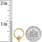 16G 3/8 Orange CZ Gem Gold Tone Elegant Oval Hinged Segment Ring