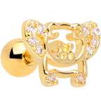 16G 1/4 Clear Gem Gold Tone Flying Pigs Cartilage Tragus Earring