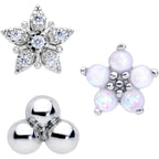 16G 5/16 CZ Gem White Faux Opal Bioplast Labret Tragus Set of 3