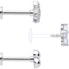 16G 5/16 CZ Gem White Faux Opal Bioplast Labret Tragus Set of 3
