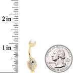 Clear Gem Gold Tone Egg Chick Belly Ring