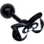 16G 1/4 Black White Formal Bow Cartilage Tragus Earring
