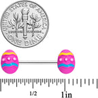 14G 9/16 Pink Easter Egg Barbell Nipple Ring Set